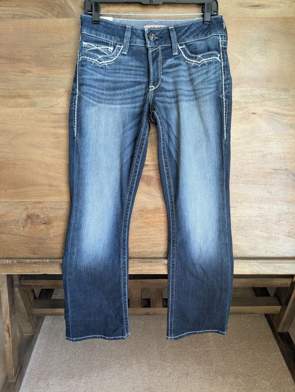NWT Ariat R.E.A.L. Denim Bootcut Jeans Women 28R Blue Mid Rise Slim Fit 10017510